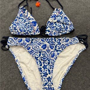 Nanette Lepore Blue and White Bikini Set